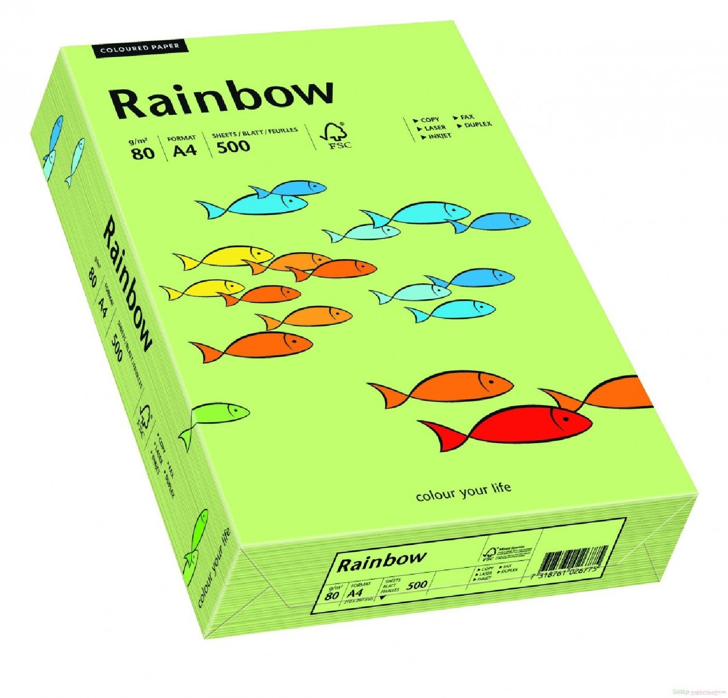Papier Rainbow 160g R74 jasny zielony pak. 250A4 Papier Rainbow 160g R74 jasny zielony pak. 250A4
