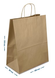 Sacs en papier Eko Kraft marron (180x80x210mm) - 400 pièces