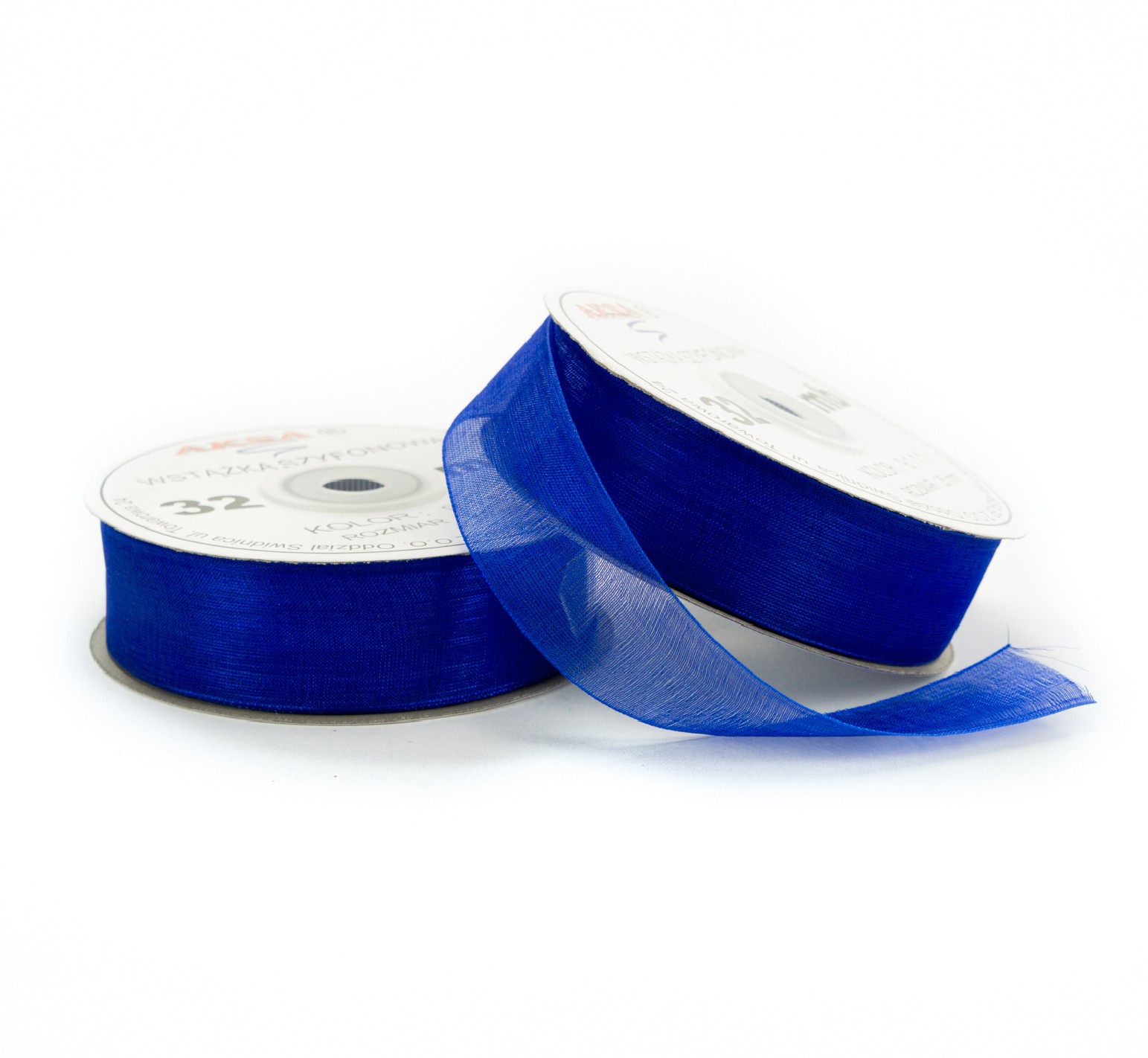 Ruban en mousseline de soie bleu foncé (25mm) 32m Ruban en mousseline de soie bleu foncé (25mm) 32m