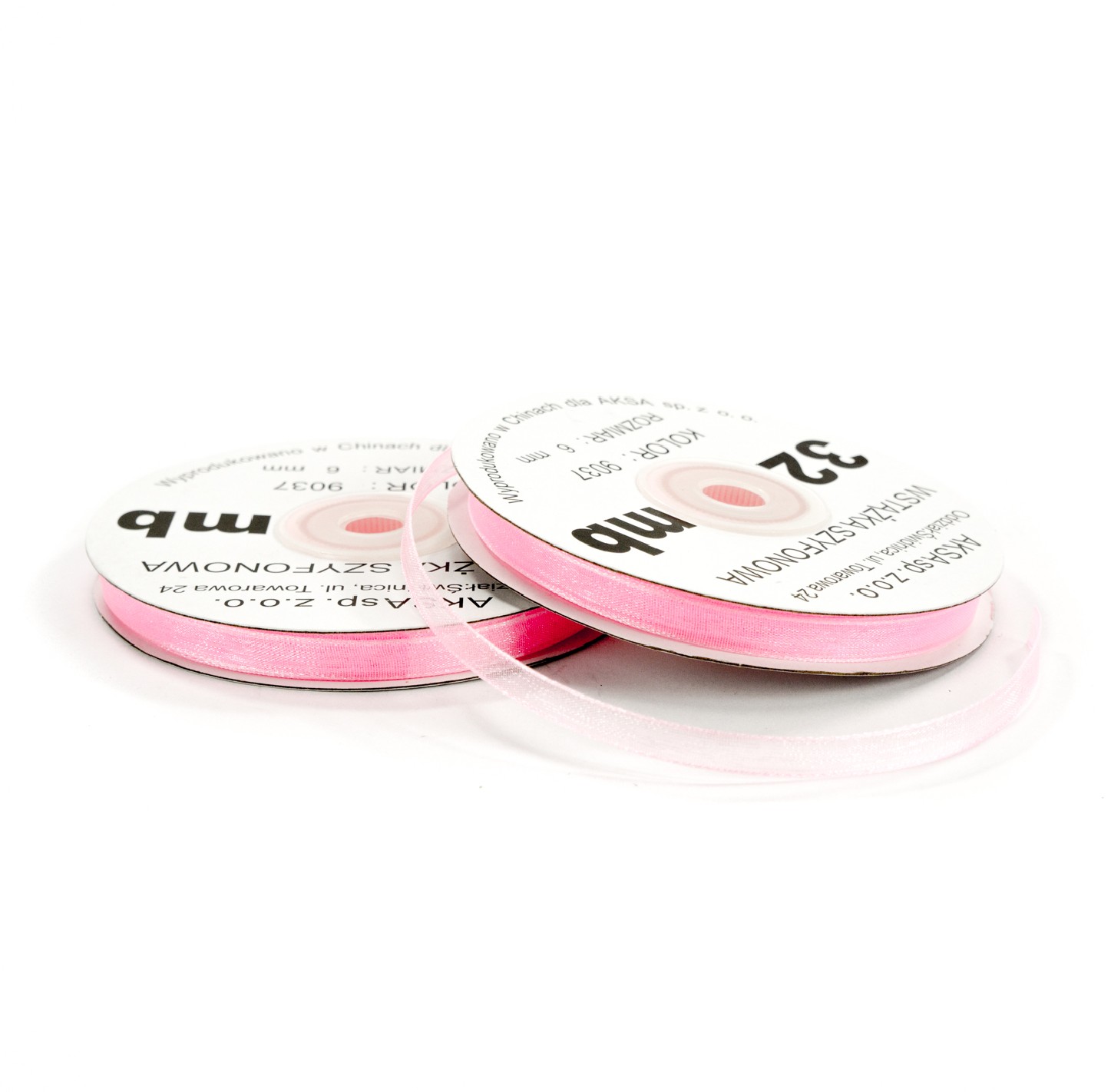 Ruban en mousseline de soie rose clair (6mm) 32m Ruban en mousseline de soie rose clair (6mm) 32m
