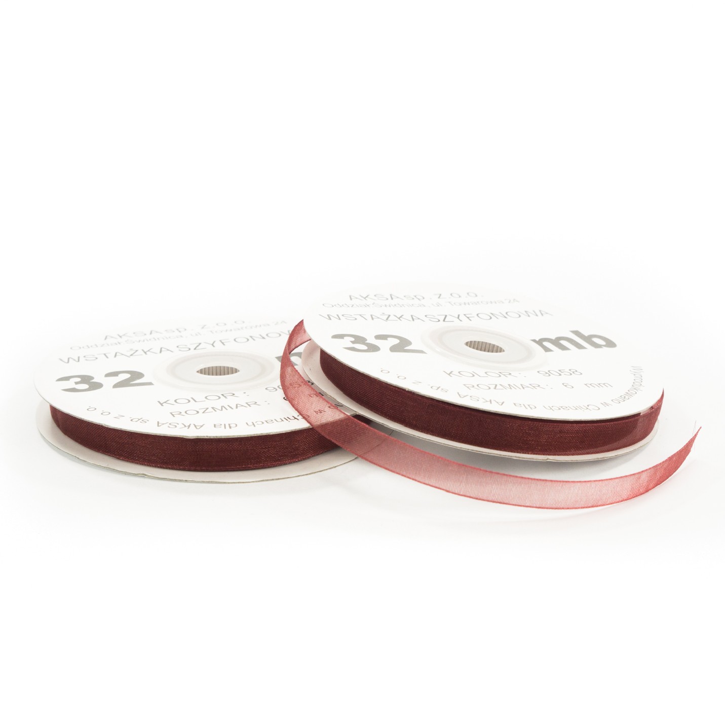 Ruban en mousseline de soie bordeaux (6mm) 32m Ruban en mousseline de soie bordeaux (6mm) 32m