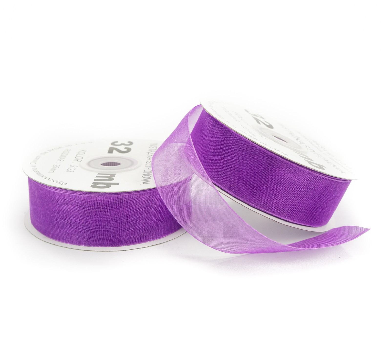 Ruban en mousseline de soie violet foncé (25mm) 32m Ruban en mousseline de soie violet foncé (25mm) 32m