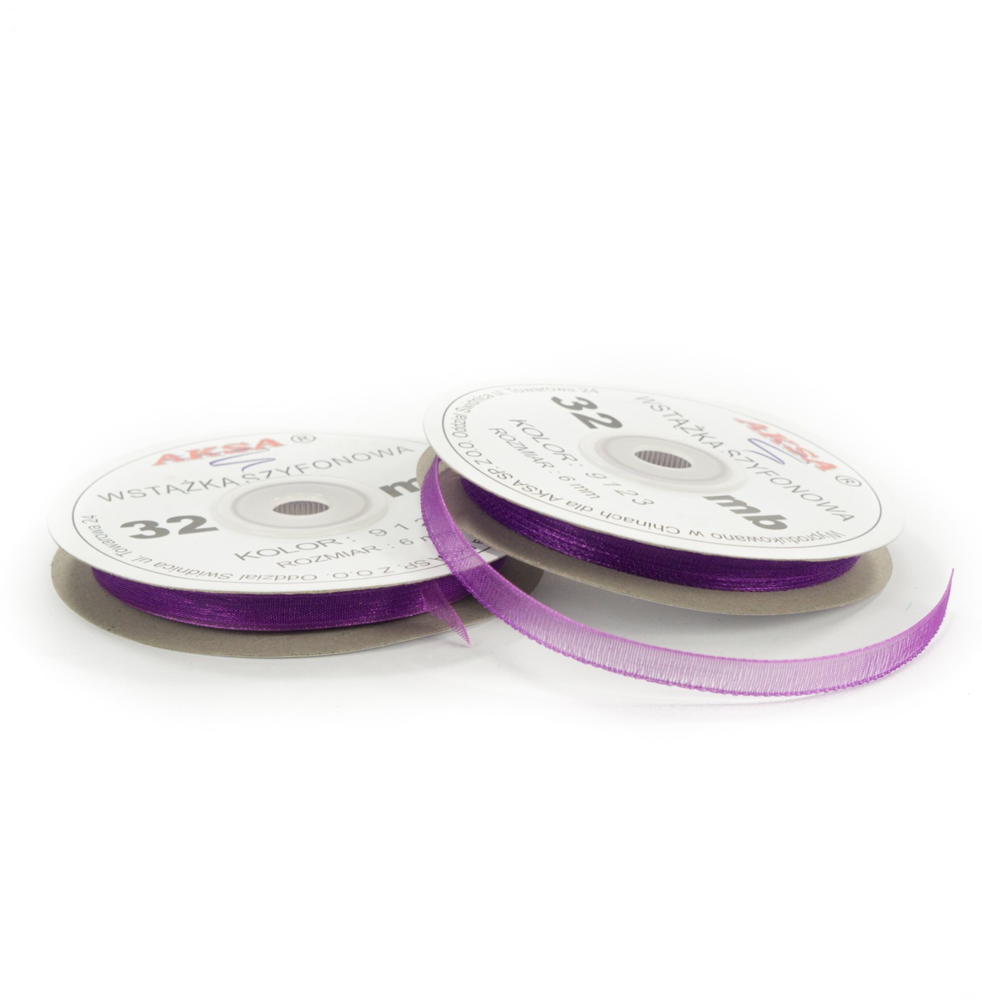 Ruban en mousseline de soie violet foncé (6mm) 32m Ruban en mousseline de soie violet foncé (6mm) 32m
