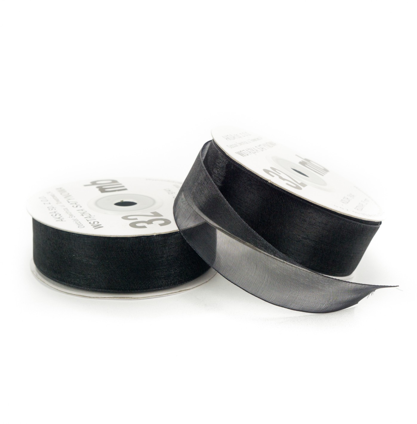 Ruban en mousseline de soie noir (25mm) 32m Ruban en mousseline de soie noir (25mm) 32m