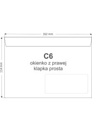 Enveloppe commerciale blanche C6 (11,4x16,2cm) autocollant fenêtre à droite - 1000 pièces