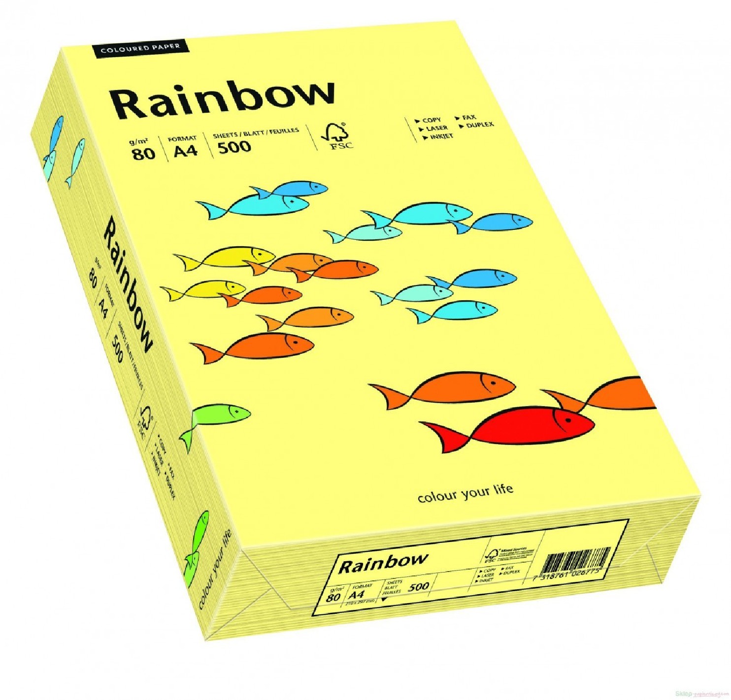 Papier Rainbow 160g R12 jasny żółty pak. 250A4 Papier Rainbow 160g R12 jasny żółty pak. 250A4