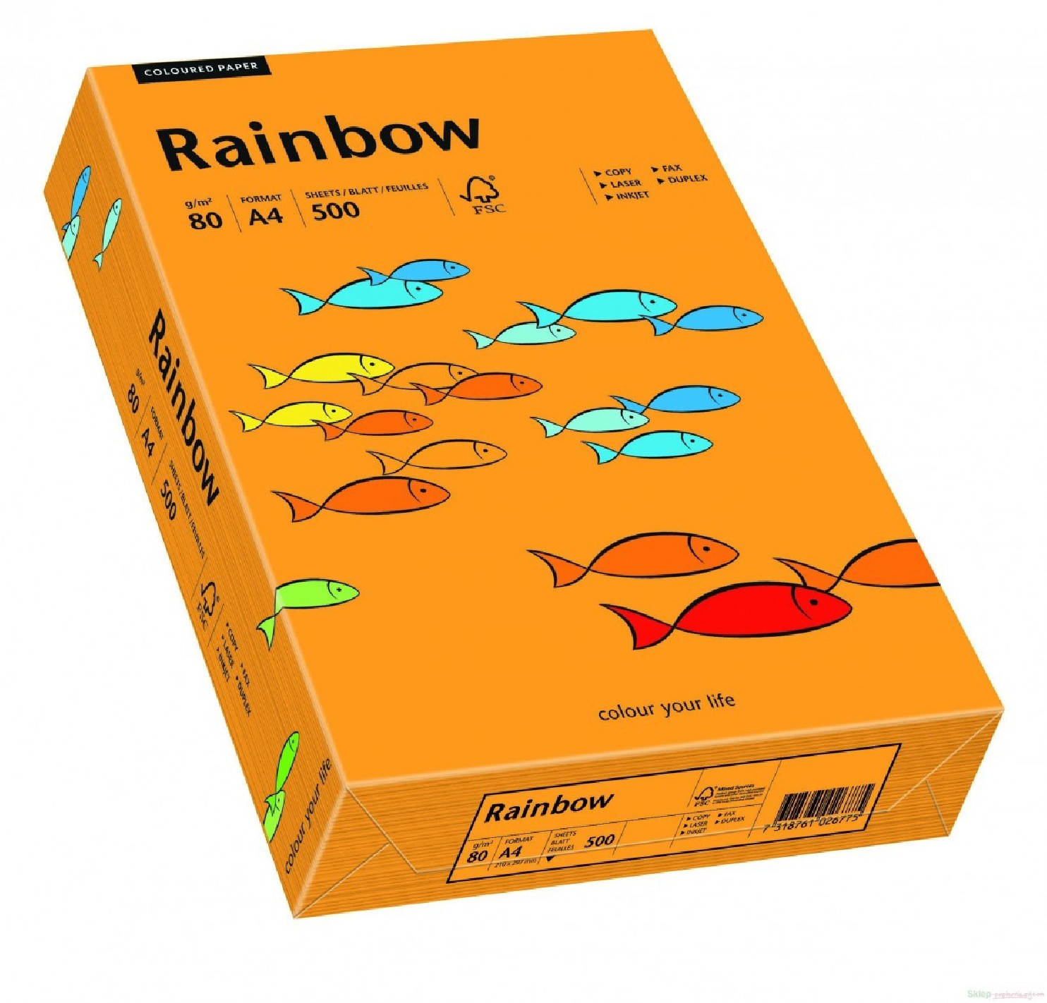 Papier Rainbow 160g R24 pomarańczowy pak. 250A4 Papier Rainbow 160g R24 pomarańczowy pak. 250A4