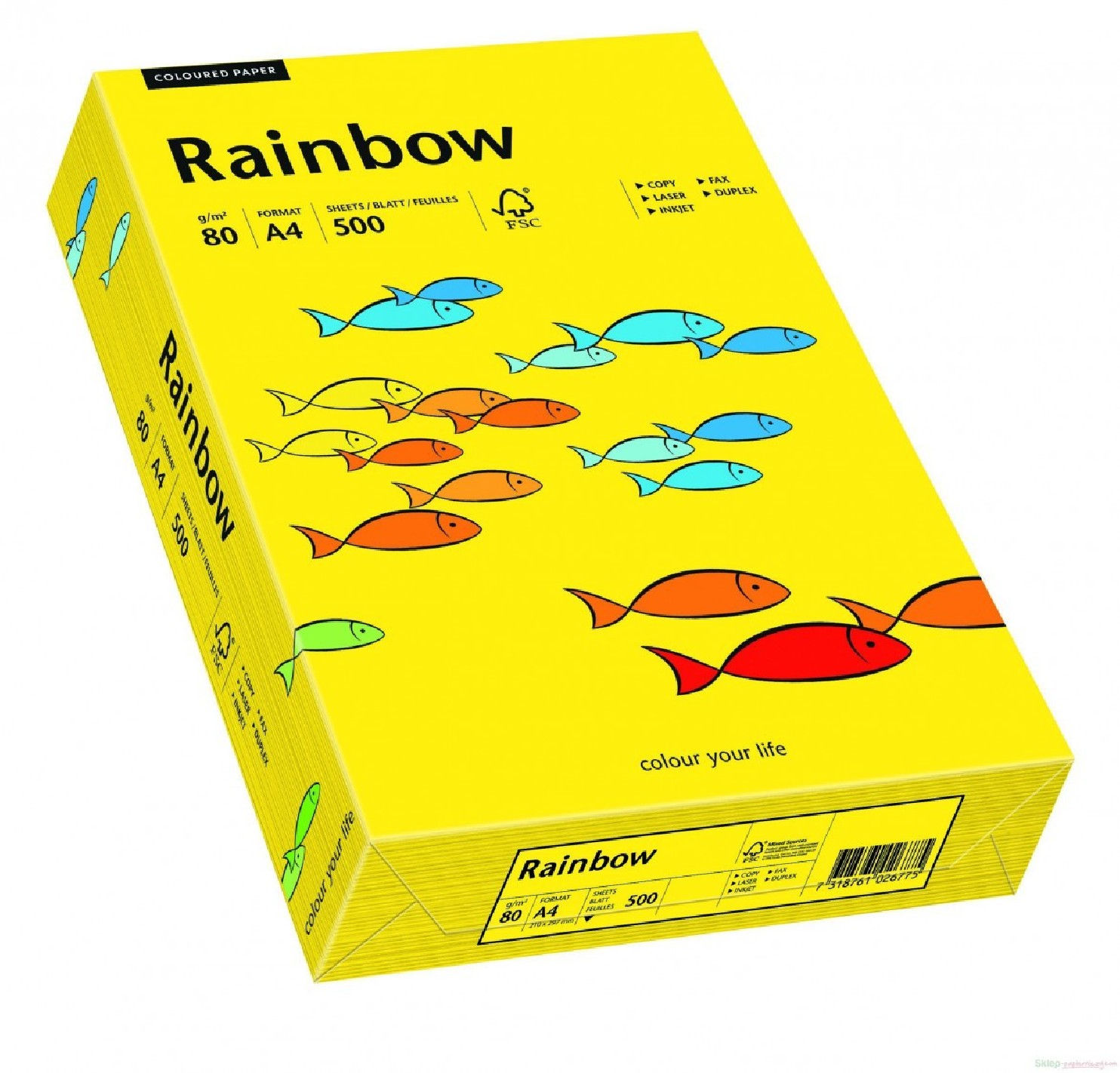 Papier Rainbow 80g R18 ciemny żółty pak. 500A4 Papier Rainbow 80g R18 ciemny żółty pak. 500A4