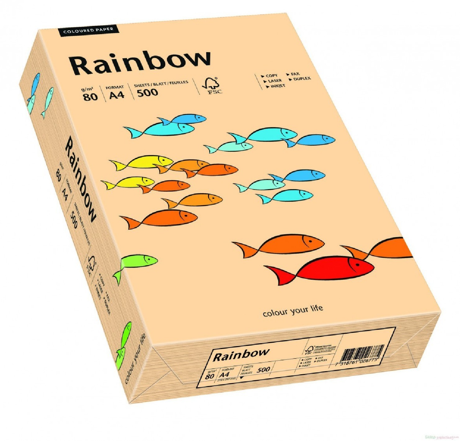 Papier Rainbow 80g R40 łososiowy pak. 500A4 Papier Rainbow 80g R40 łososiowy pak. 500A4