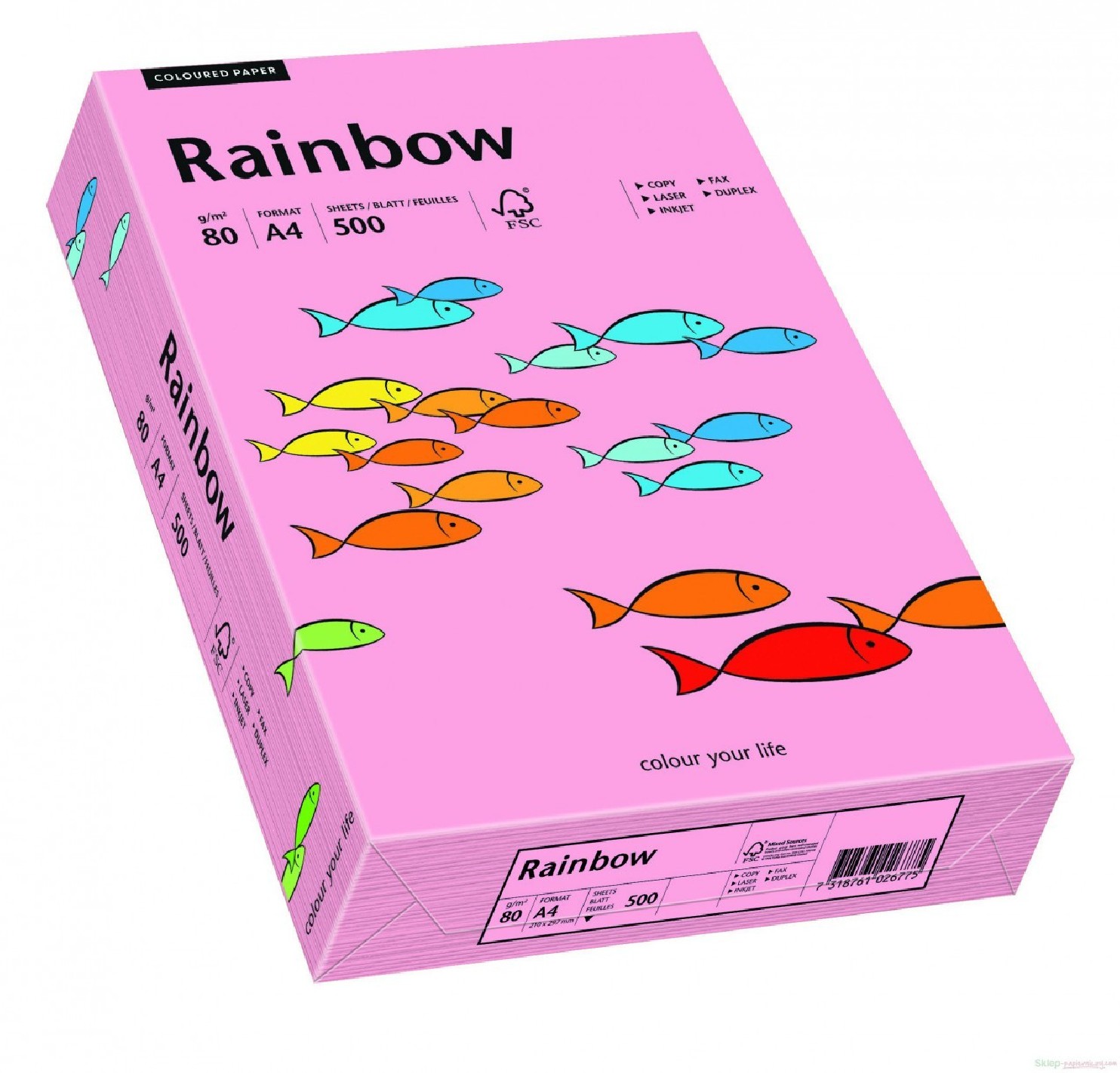 Papier Rainbow 80g R55 różowy pak. 500A4 Papier Rainbow 80g R55 różowy pak. 500A4