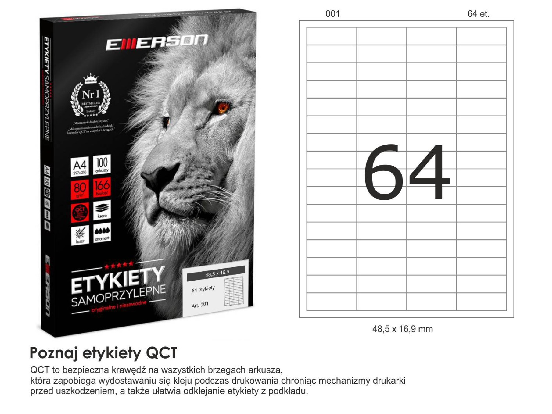 Etykiety samoprzylepne EME1 48,5x16,9 (64) 100A4 Etykiety samoprzylepne EME1 48,5x16,9 (64) 100A4