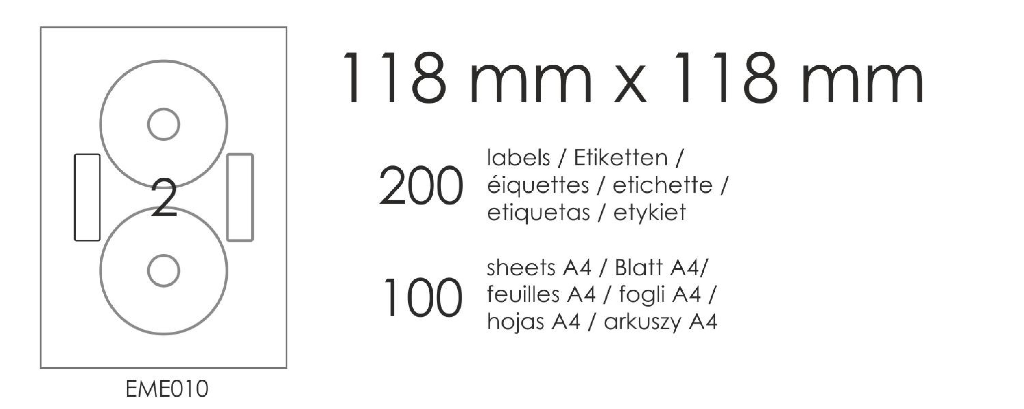 Etykiety samoprzylepne CD 118x118 (2+2) 100A4 Etykiety samoprzylepne CD 118x118 (2+2) 100A4