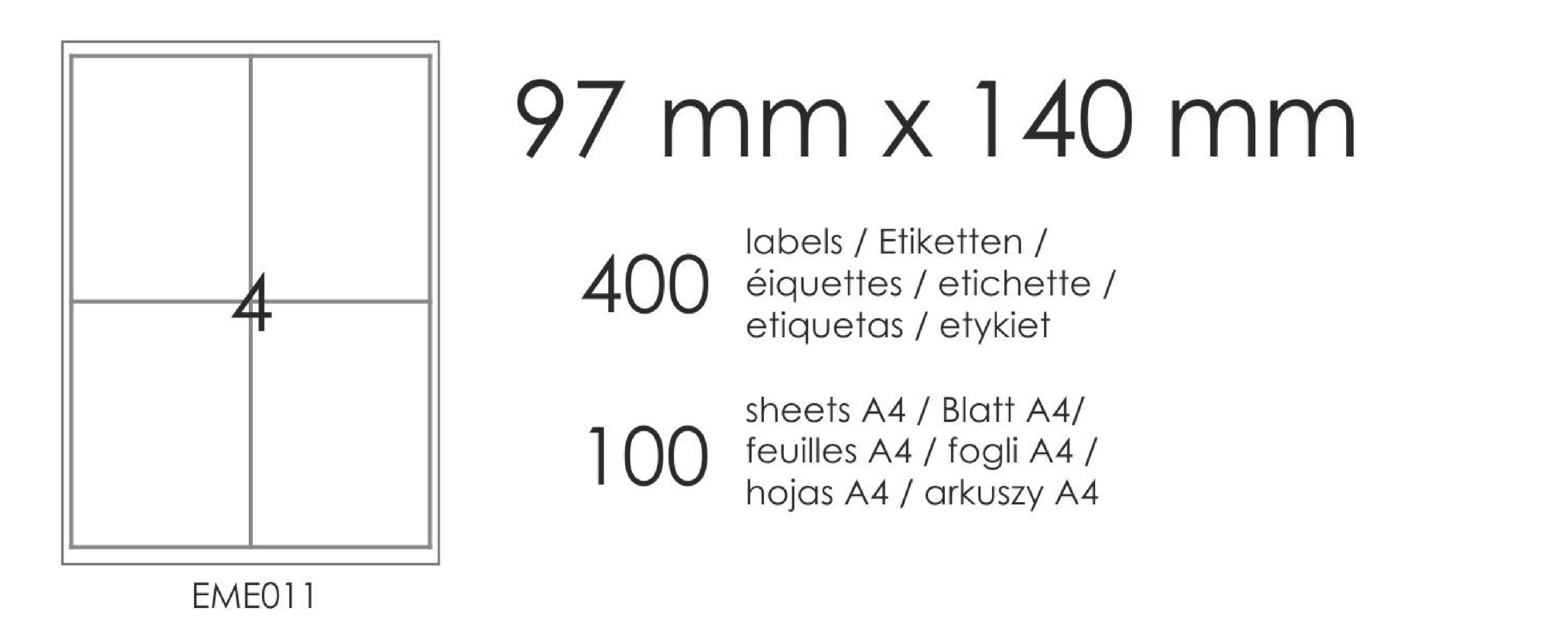 Etykiety samoprzylepne EME11 140x97 (4) 100A4 Etykiety samoprzylepne EME11 140x97 (4) 100A4