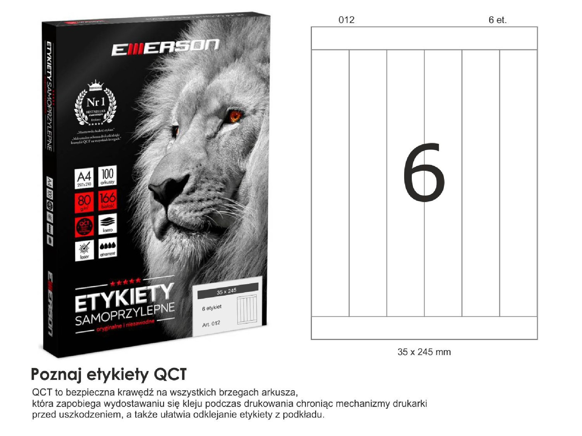 Etykiety samoprzylepne EME12 245x35 (6) 100A4