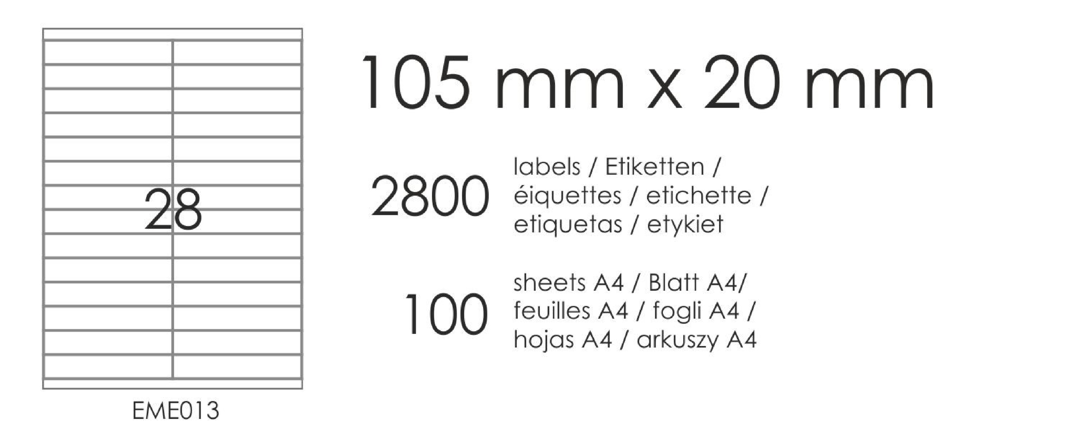 Etykiety samoprzylepne EME13 20x105 (28) 100A4 Etykiety samoprzylepne EME13 20x105 (28) 100A4