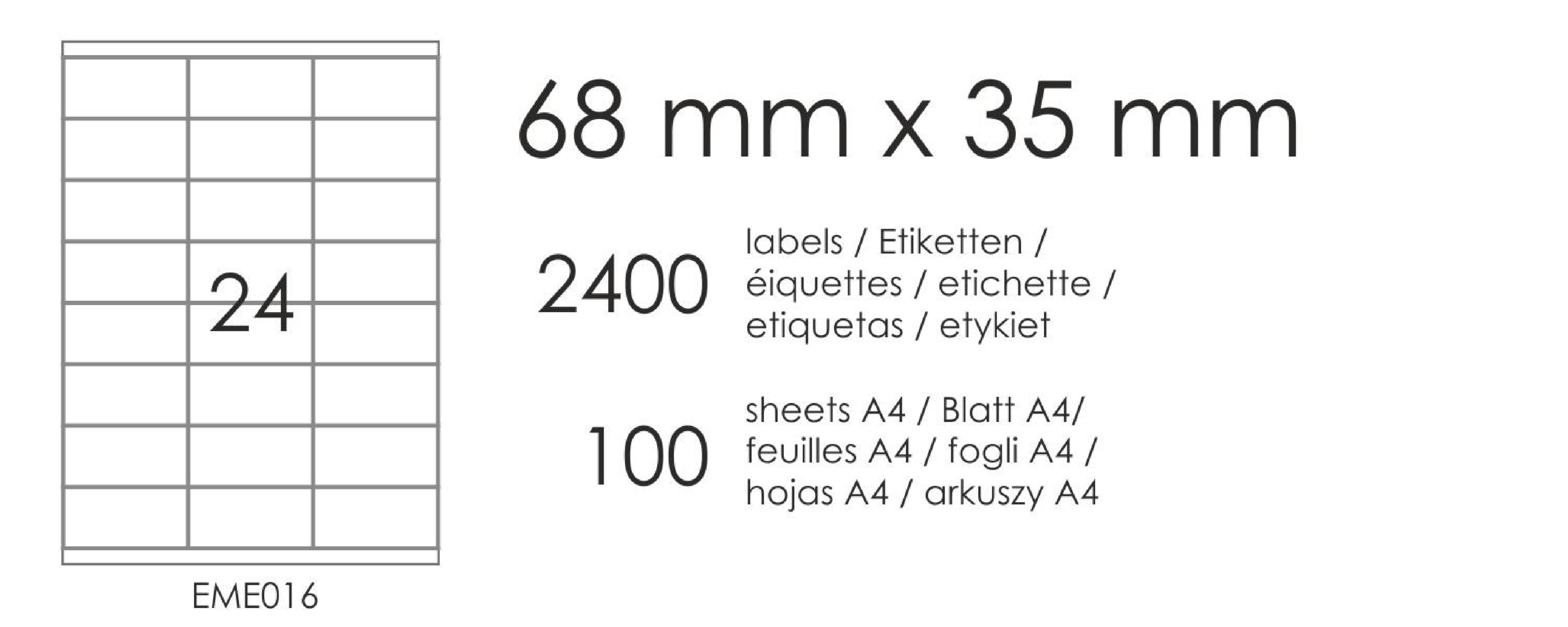 Etykiety samoprzylepne EME16 68x35 (24) 100A4 Etykiety samoprzylepne EME16 68x35 (24) 100A4