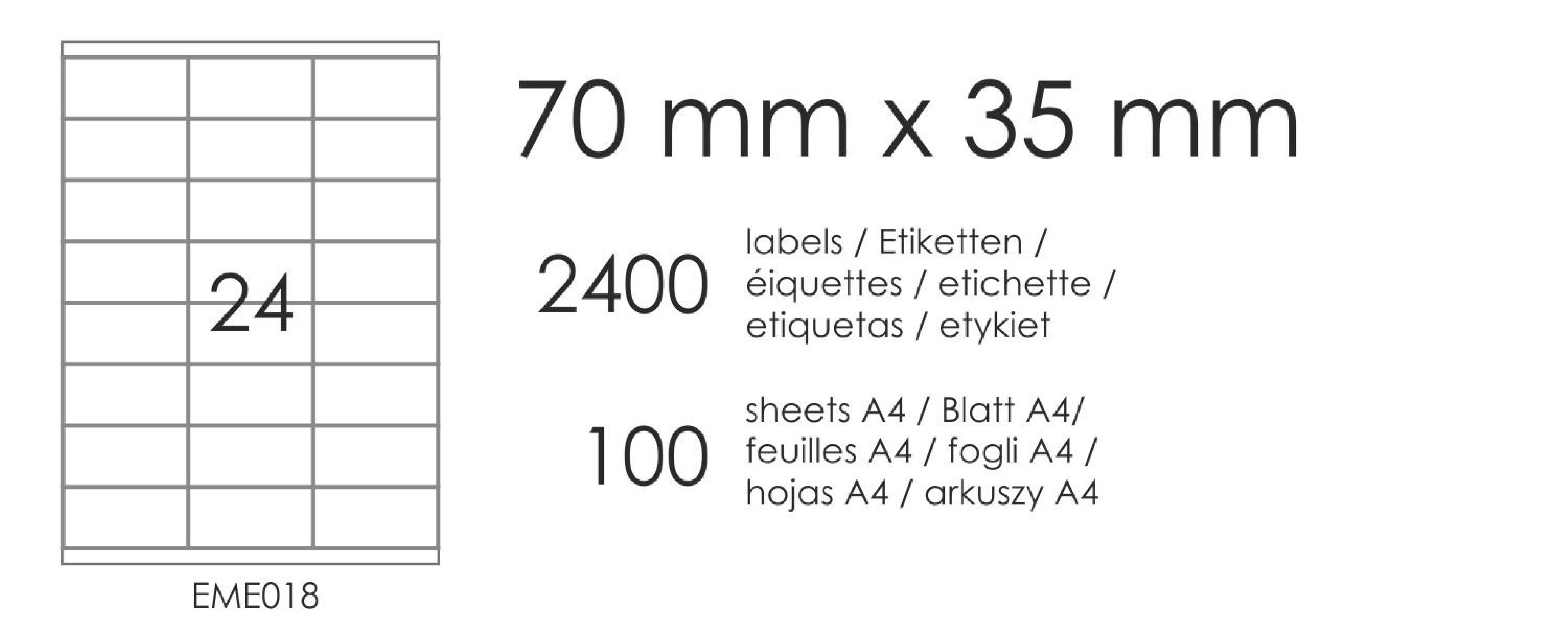 Etykiety samoprzylepne EME18 70x35 (24) 100A4 Etykiety samoprzylepne EME18 70x35 (24) 100A4