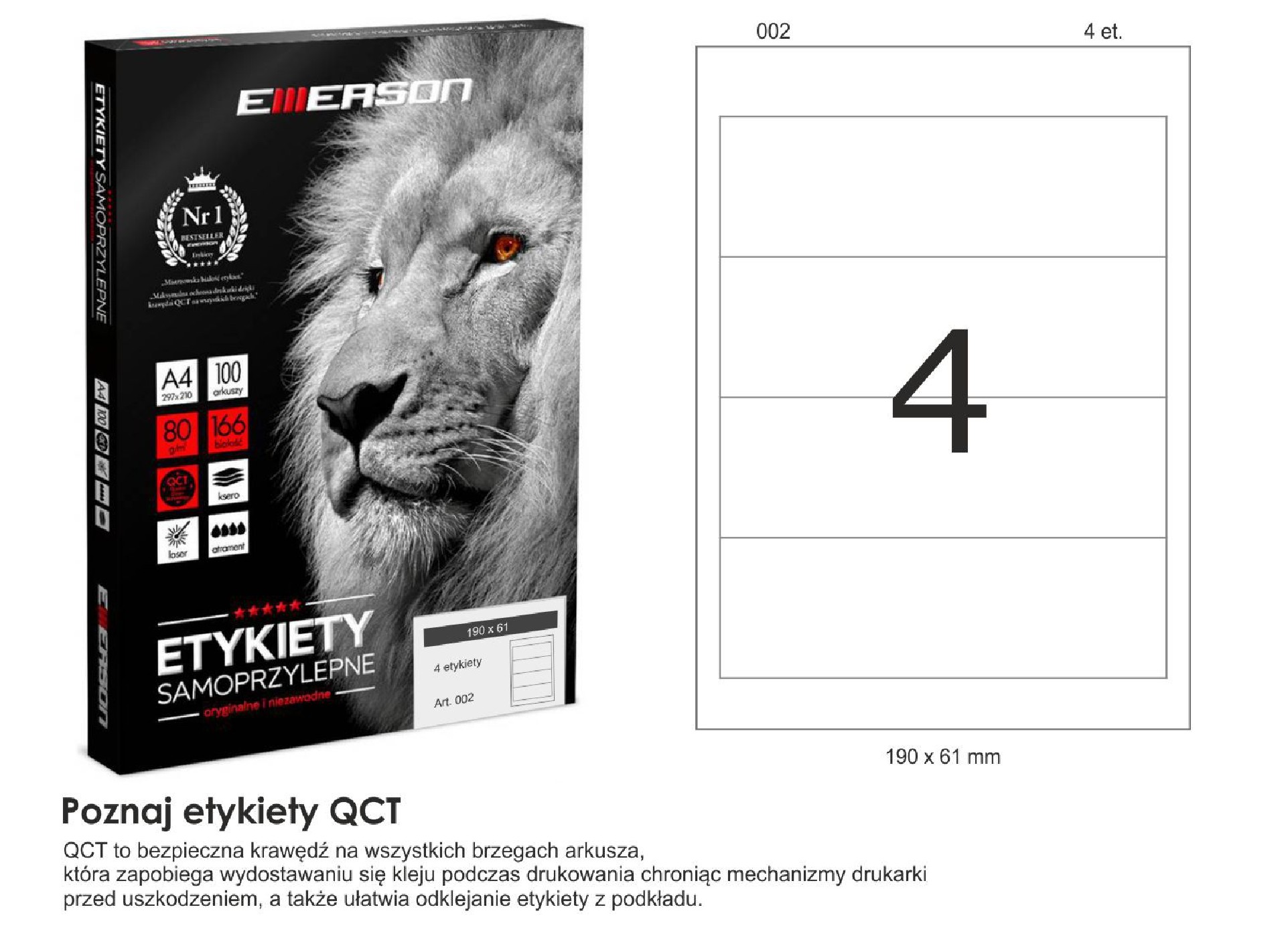 Etykiety samoprzylepne EME2 190x61 (4) 100A4 Etykiety samoprzylepne EME2 190x61 (4) 100A4