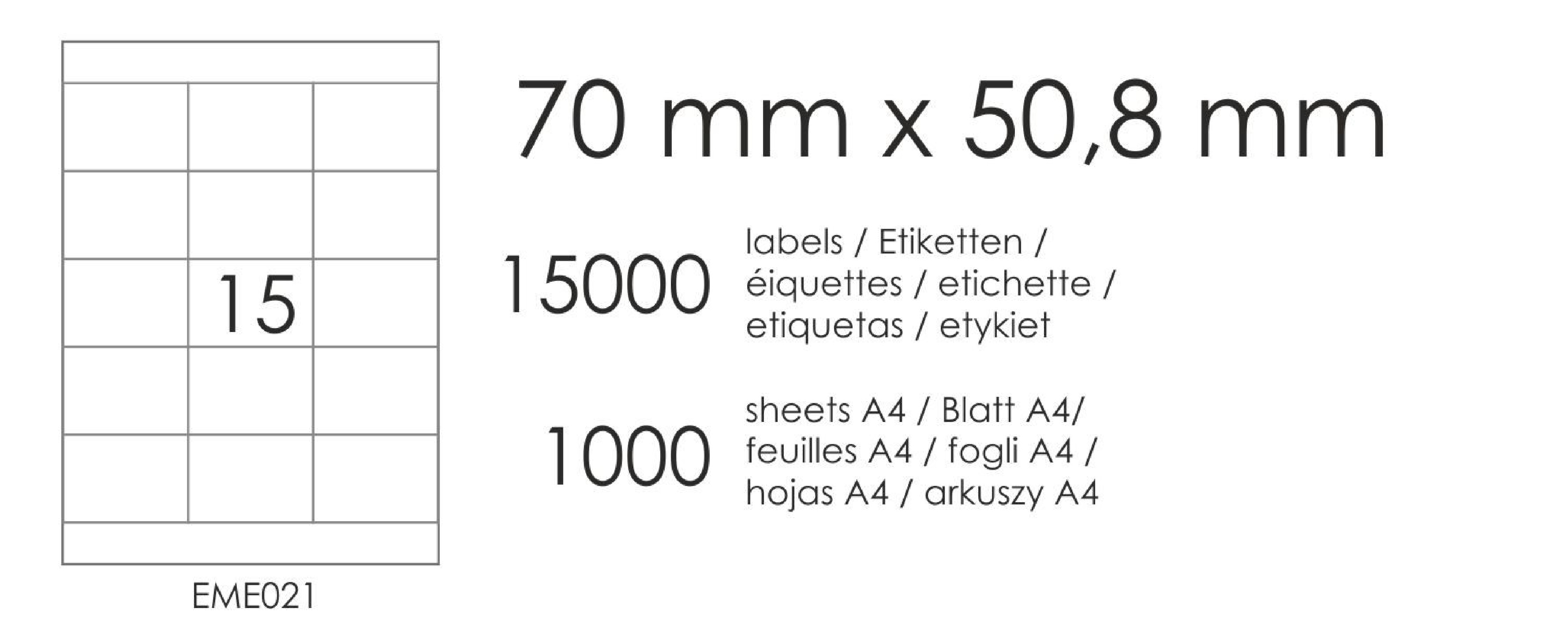 Etykiety samoprzylepne EME21 70x50,8 (15) 1000A4 Etykiety samoprzylepne EME21 70x50,8 (15) 1000A4