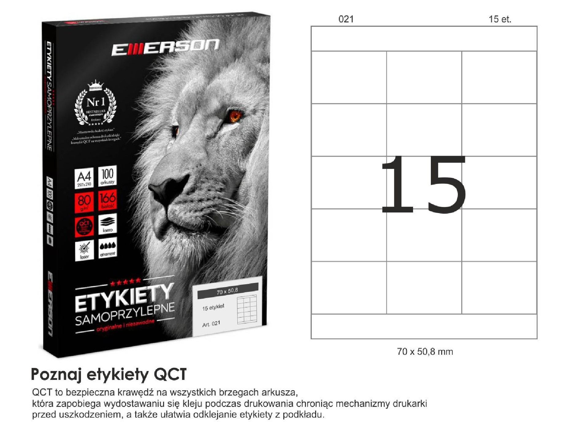 Etykiety samoprzylepne EME21 70x50,8 (15) 100A4 Etykiety samoprzylepne EME21 70x50,8 (15) 100A4