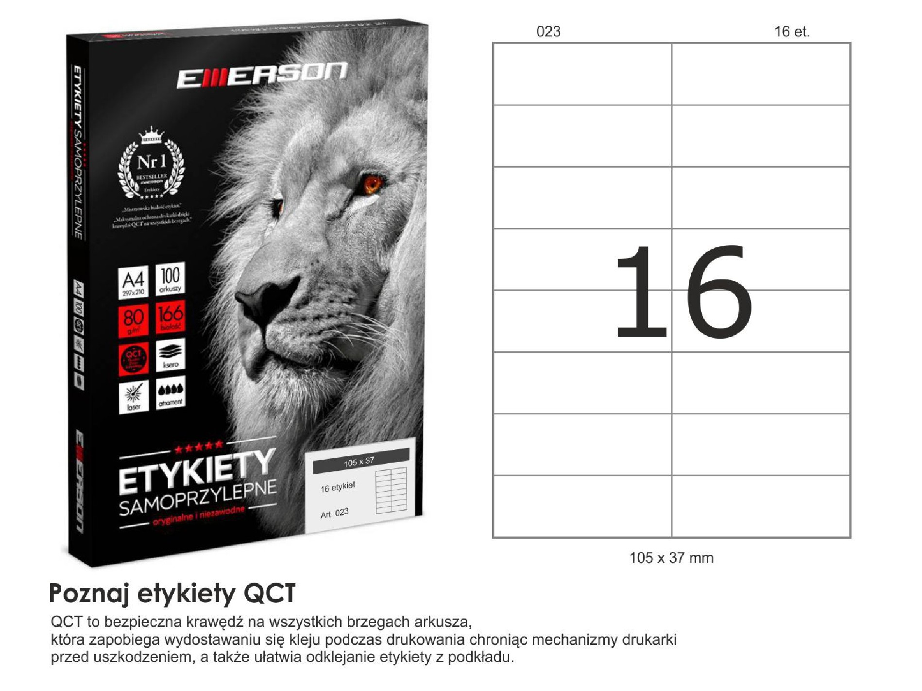 Etykiety samoprzylepne EME23 105x37 (16) 100A4 Etykiety samoprzylepne EME23 105x37 (16) 100A4