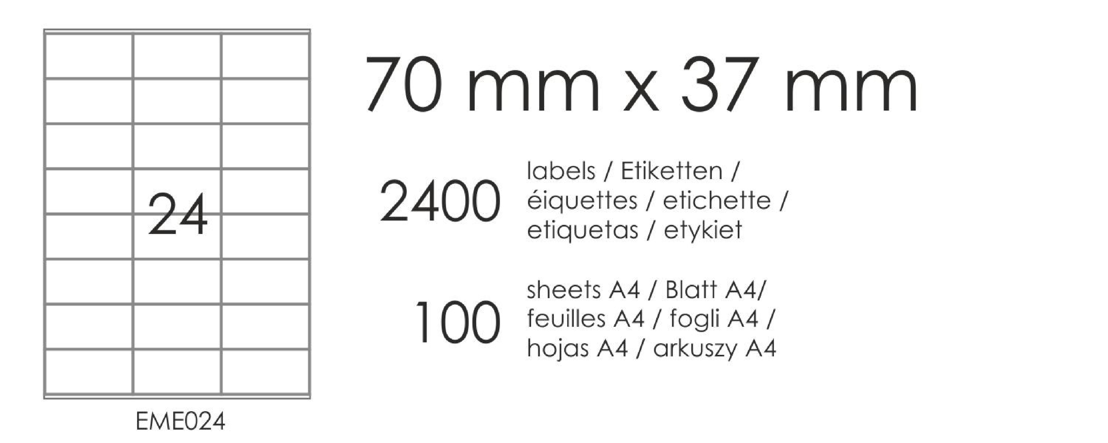 Etykiety samoprzylepne EME24 70x37 (24) 100A4 Etykiety samoprzylepne EME24 70x37 (24) 100A4