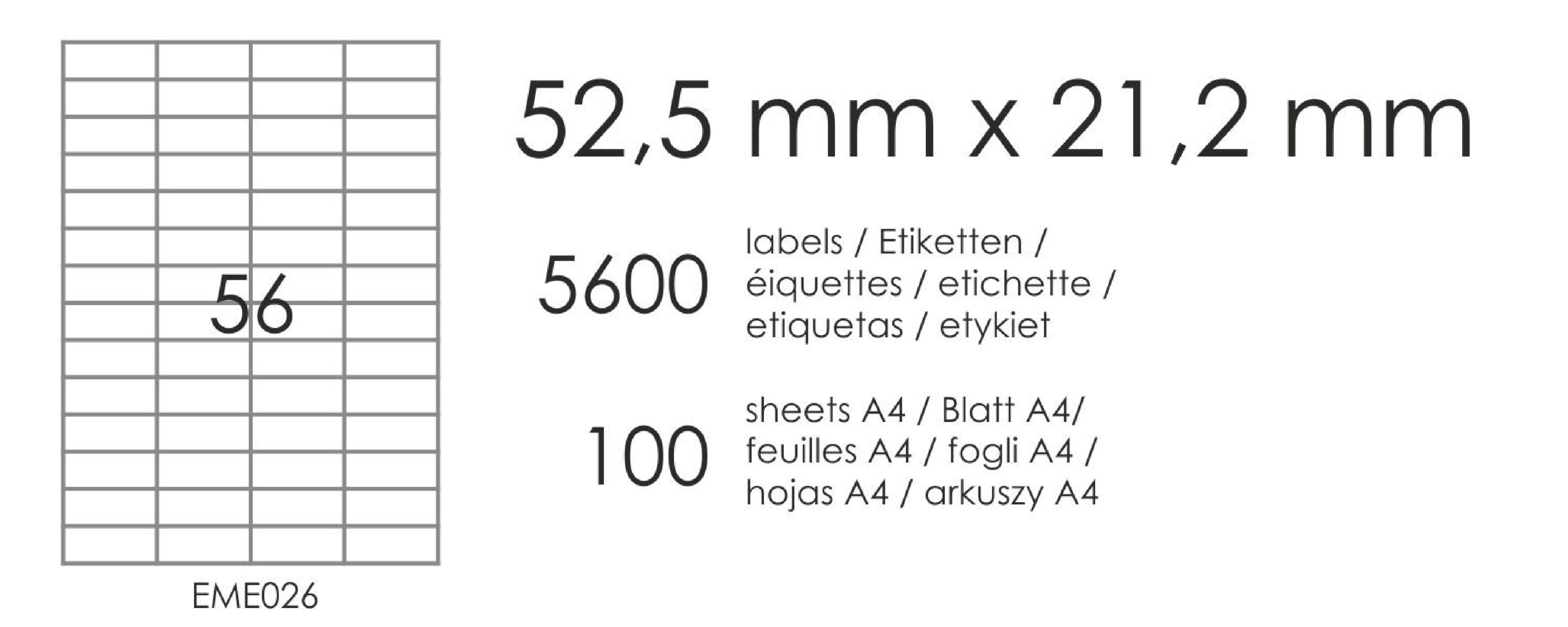 Etykiety samoprzylepne EME26 52,5x21,2 (56) 100A4 Etykiety samoprzylepne EME26 52,5x21,2 (56) 100A4