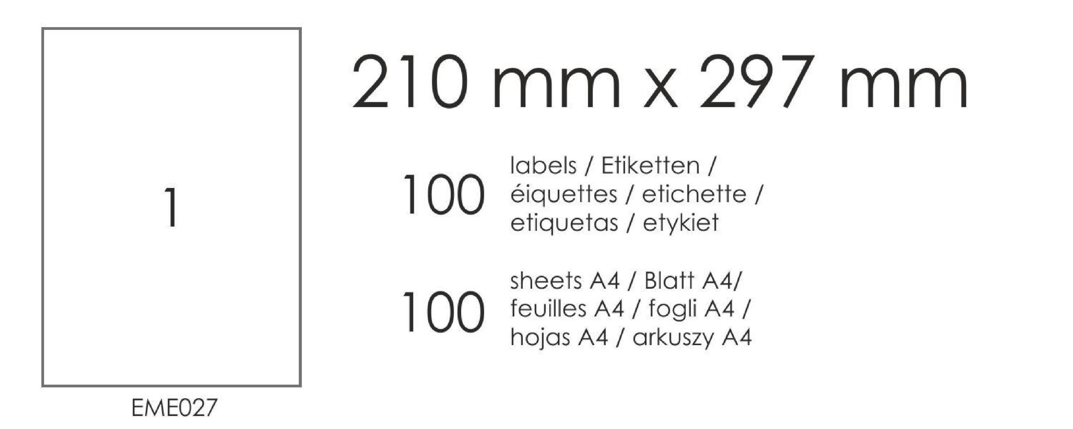Etykiety samoprzylepne EME27 210x297 (1) 100A4 Etykiety samoprzylepne EME27 210x297 (1) 100A4