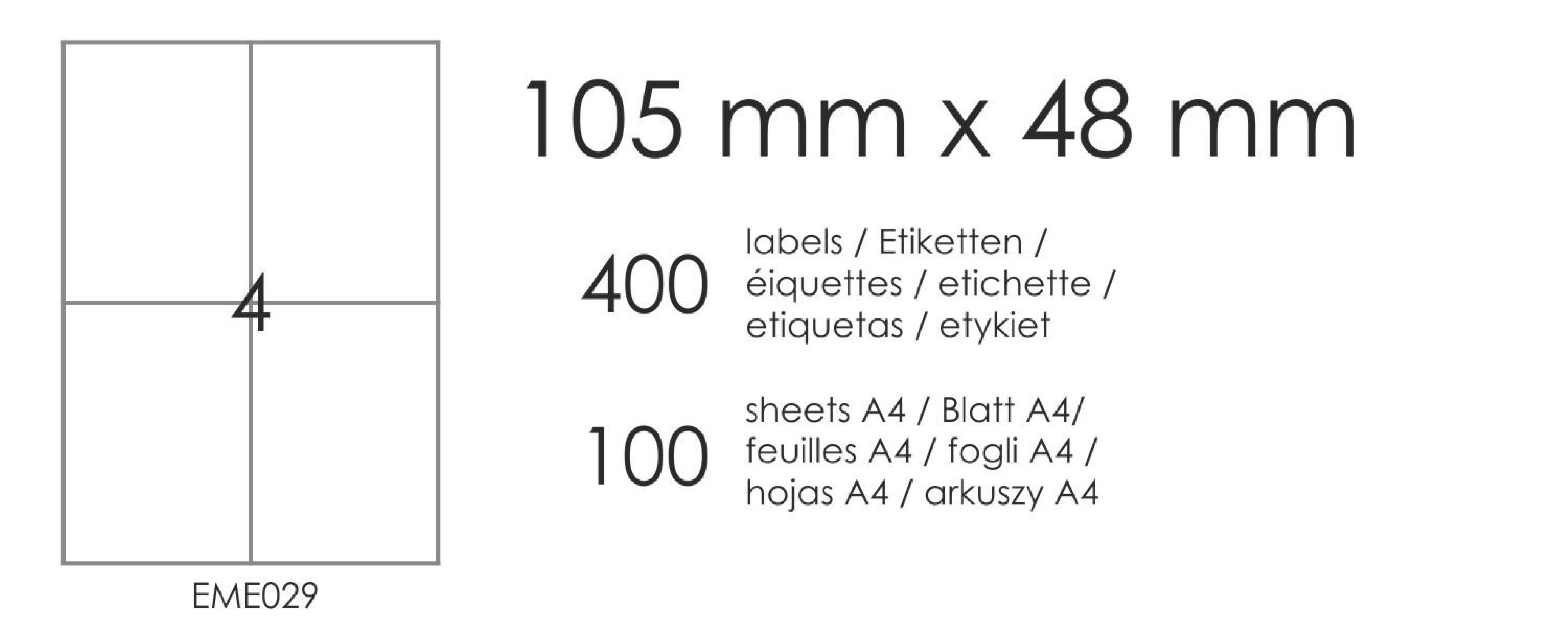 Etykiety samoprzylepne EME29 105x148 (4) 100A4 Etykiety samoprzylepne EME29 105x148 (4) 100A4