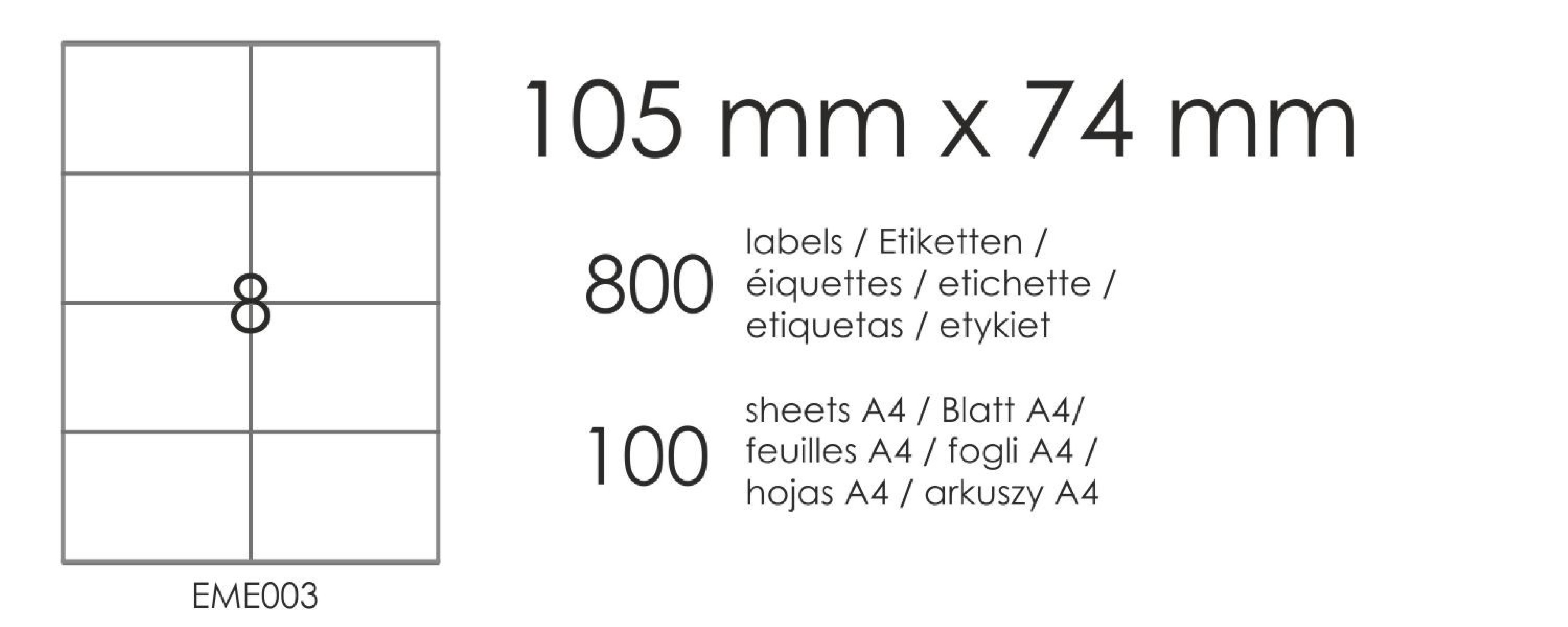 Etykiety samoprzylepne EME3 105x74 (8) 100A4 Etykiety samoprzylepne EME3 105x74 (8) 100A4