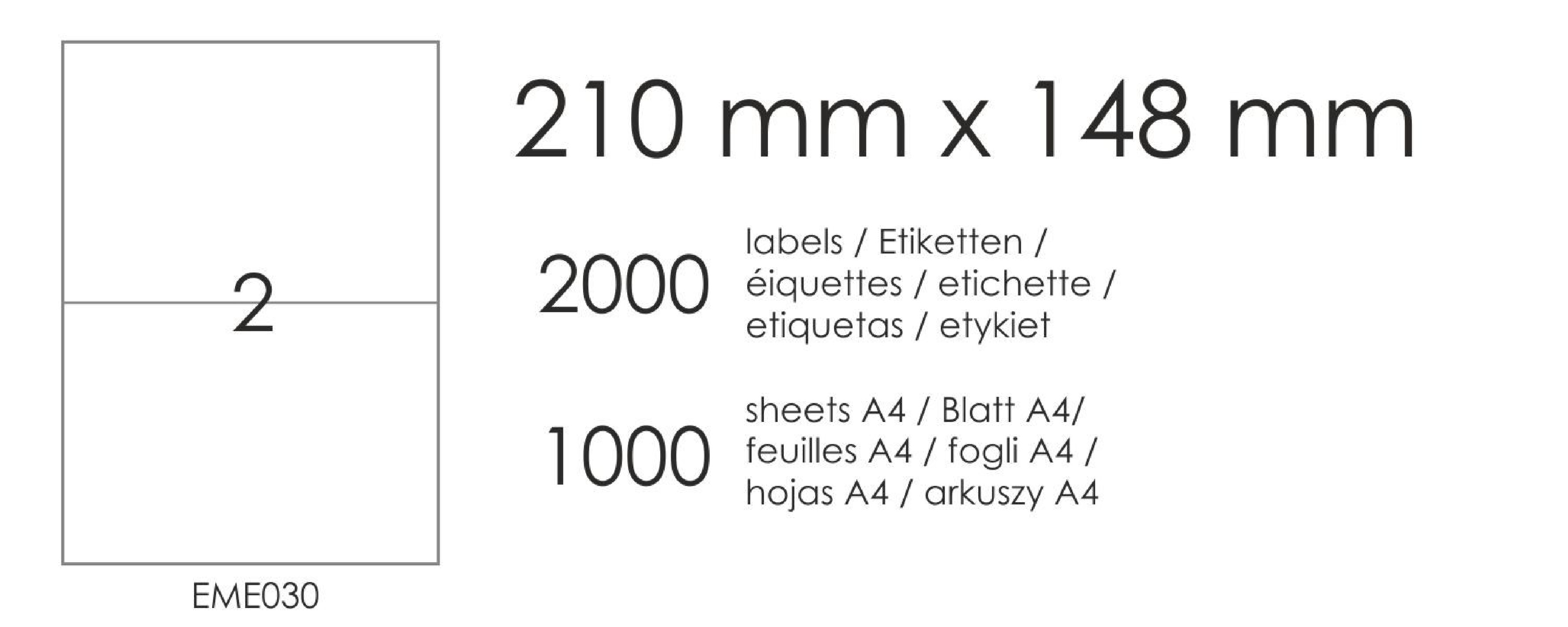 Etykiety samoprzylepne EME30 210x148 (2) 1000A4 Etykiety samoprzylepne EME30 210x148 (2) 1000A4