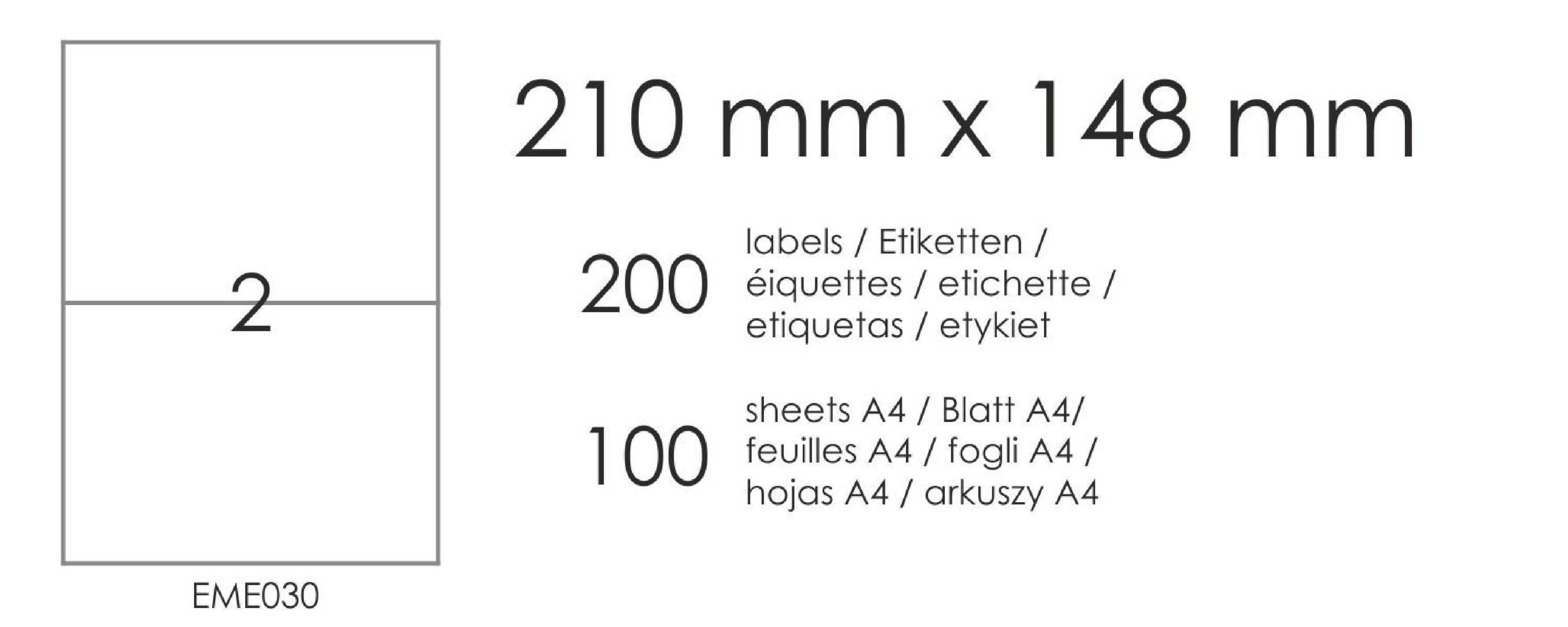 Etykiety samoprzylepne EME30 210x148 (2) 100A4 Etykiety samoprzylepne EME30 210x148 (2) 100A4