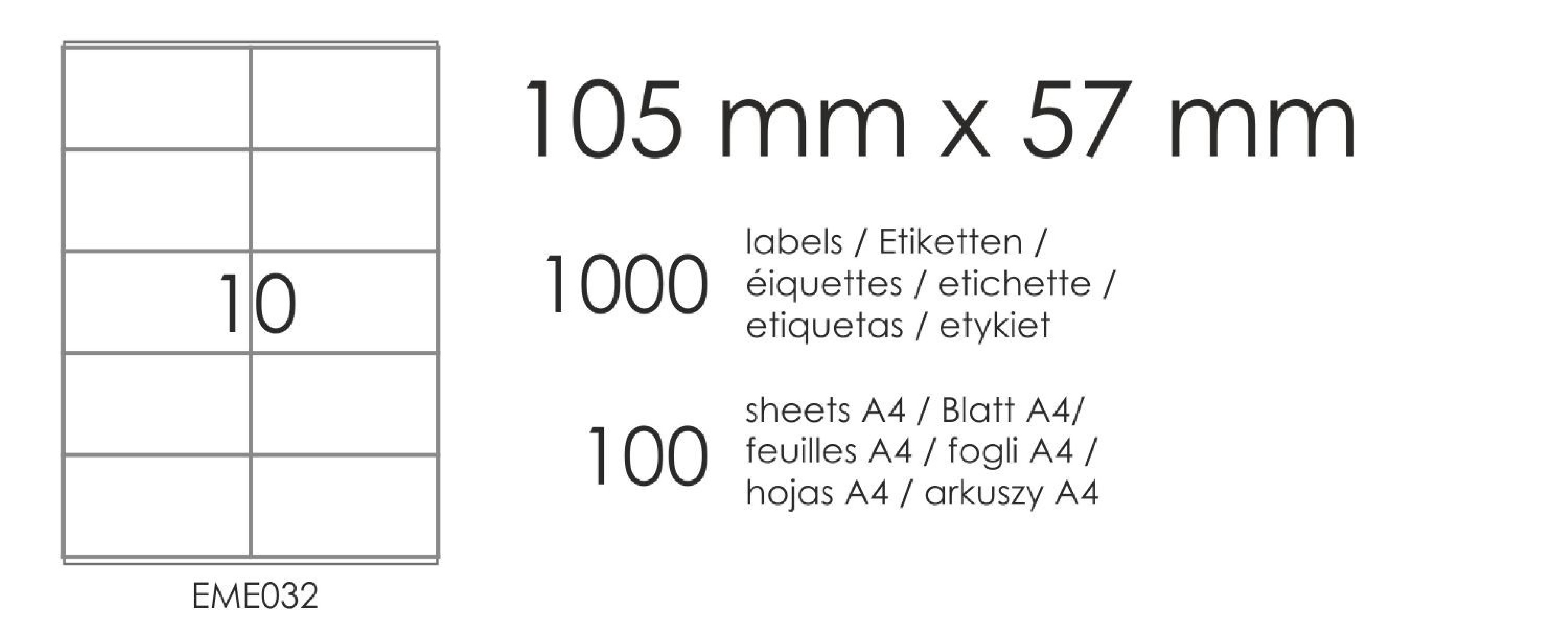 Etykiety samoprzylepne EME32 105x57 (10) 100A4 Etykiety samoprzylepne EME32 105x57 (10) 100A4