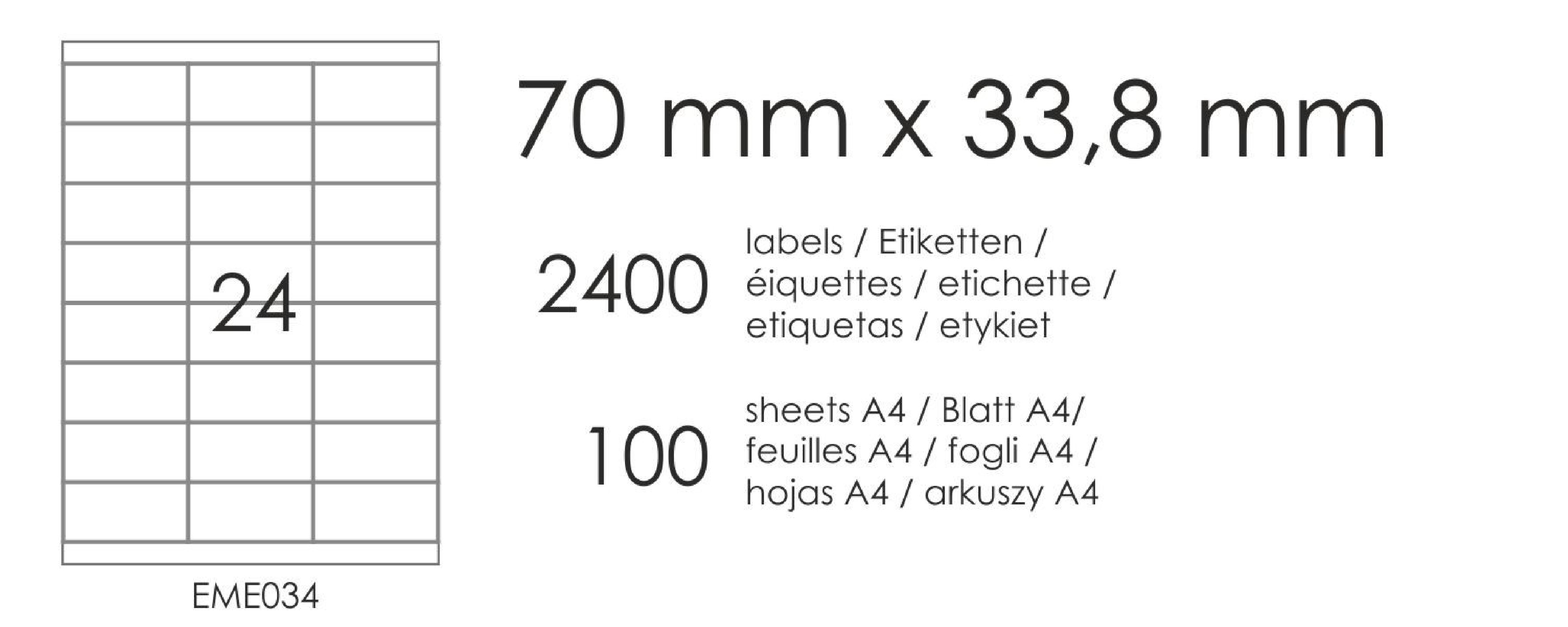 Etykiety samoprzylepne EME34 70x33,8 (24) 100A4 Etykiety samoprzylepne EME34 70x33,8 (24) 100A4