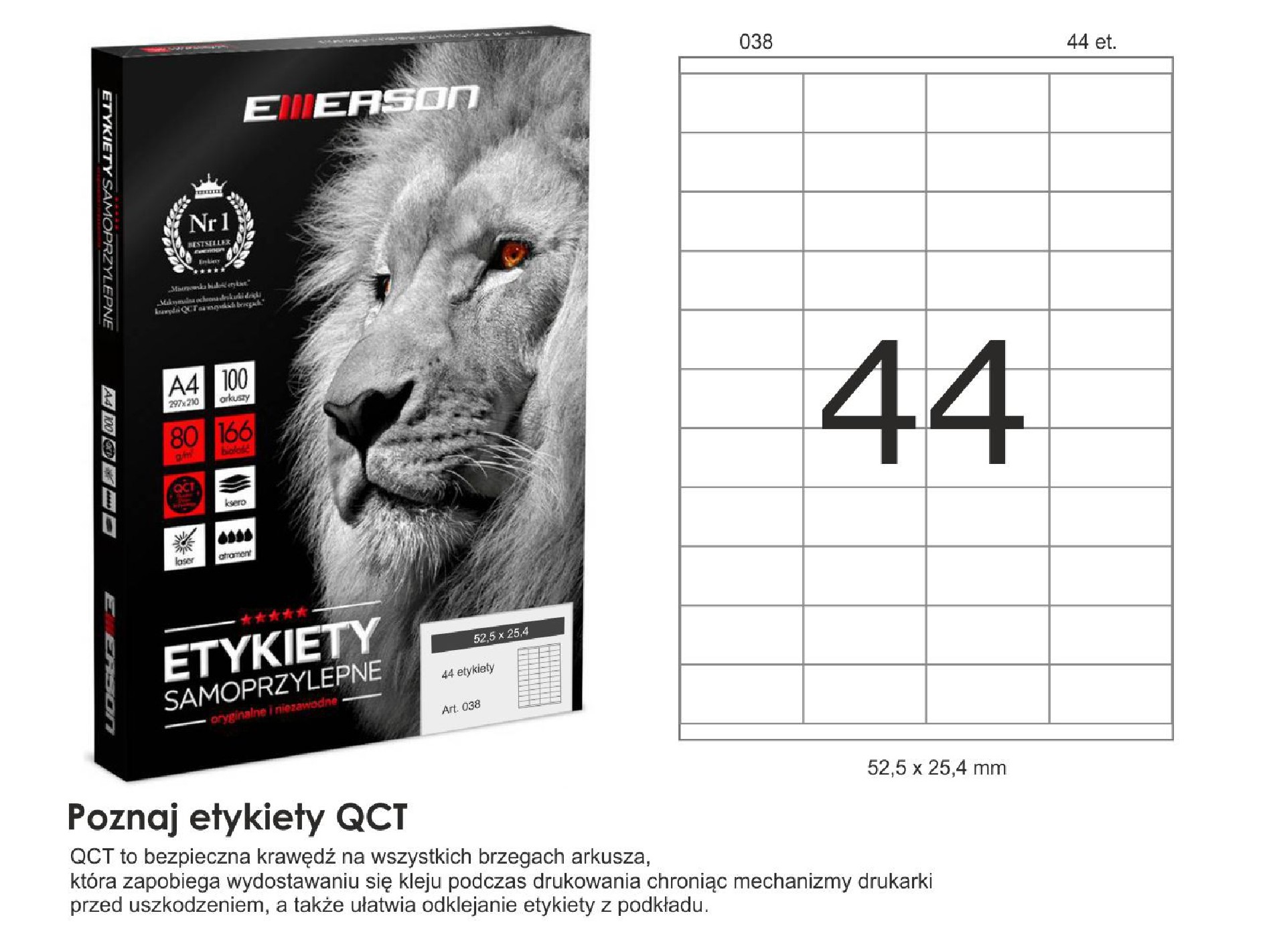 Etykiety samoprzylepne EME38 52,5x25,4 (44) 100A4 Etykiety samoprzylepne EME38 52,5x25,4 (44) 100A4