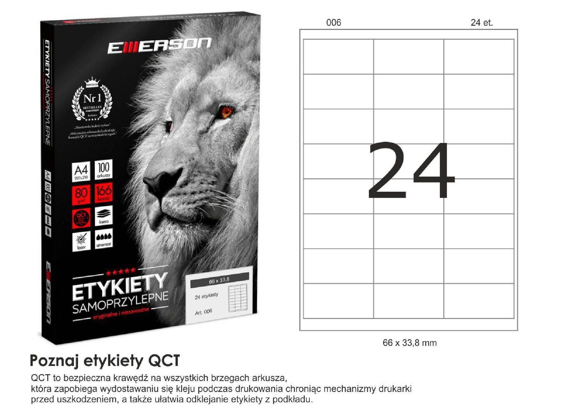 Etykiety samoprzylepne EME6 66x33,8 (24) 100A4 Etykiety samoprzylepne EME6 66x33,8 (24) 100A4