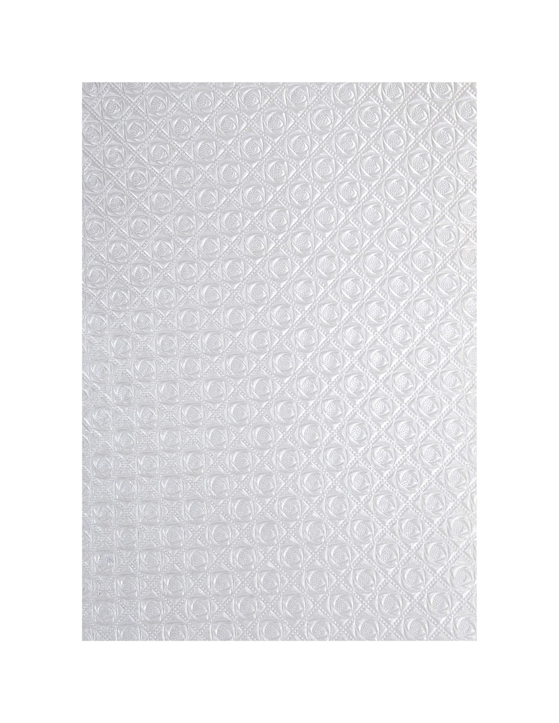 Papier décoratif métallisé blanc è petit roses 56x76cm Papier décoratif métallisé blanc è petit roses 56x76cm