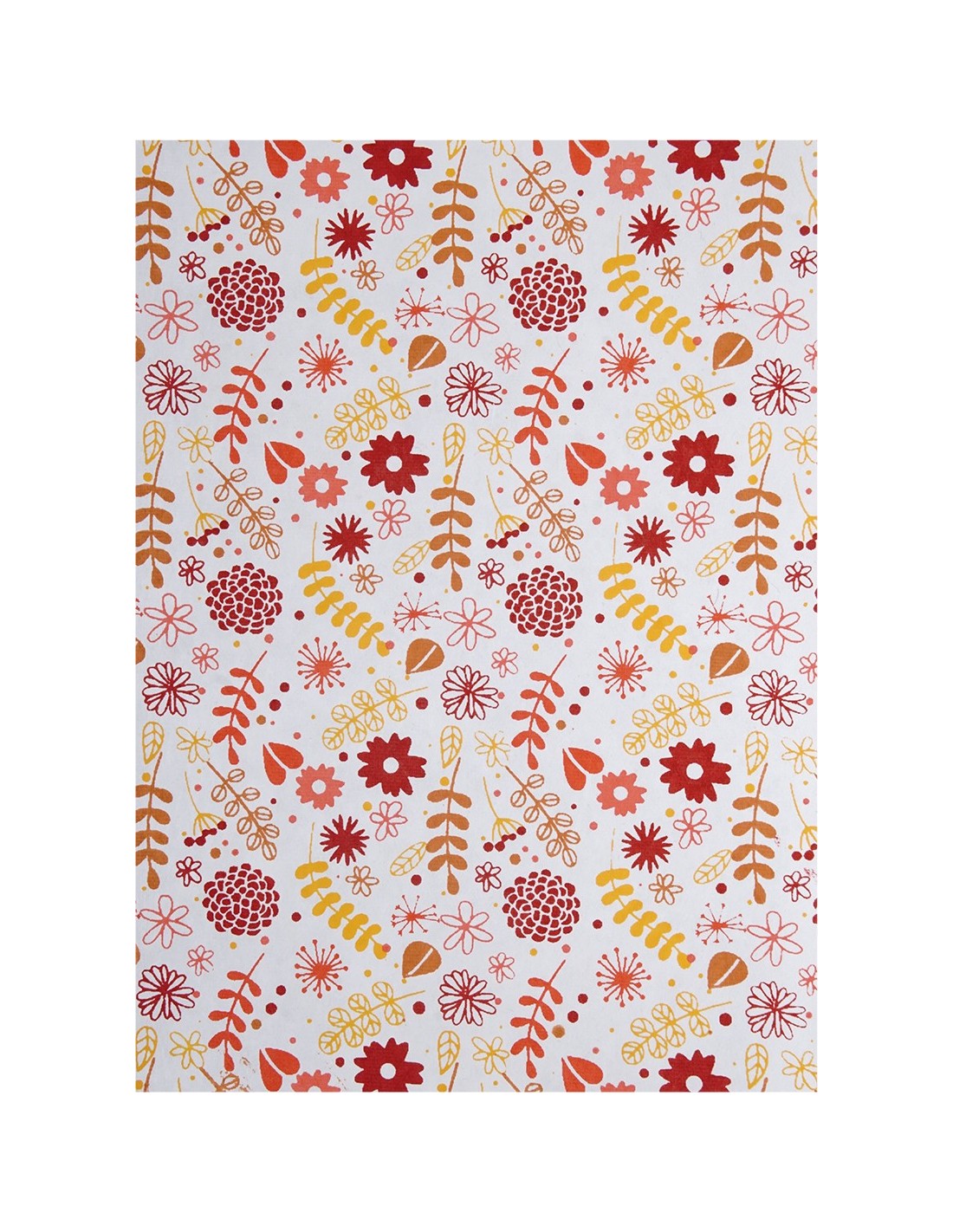 Papier décoratif fleurs è feuilles è rouge /orange 56x76cm Papier décoratif fleurs è feuilles è rouge /orange 56x76cm