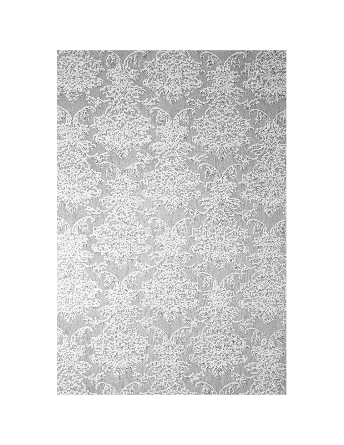 Papier molletonné décoratif blanc è ornement pailleté argenté 58x90cm Papier molletonné décoratif blanc è ornement pailleté argenté 58x90cm