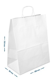 Sac en papier Kraft blanc (18x8x21cm) - 400 pièces