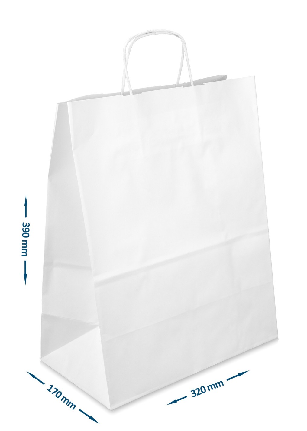 Sac en papier Kraft blanc (32x17x39cm) - 200 pièces Sac en papier Kraft blanc (32x17x39cm) - 200 pièces