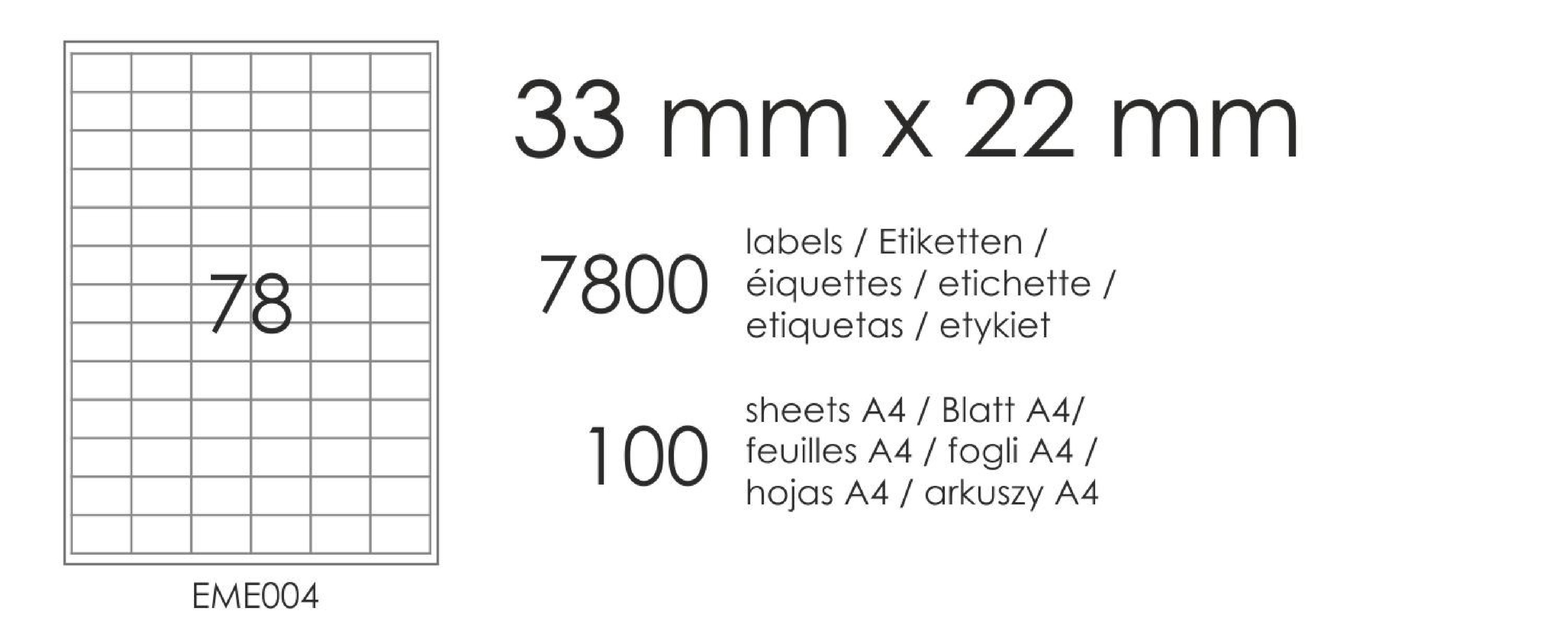 Etykiety samoprzylepne EME4 33x22 (78) 100A4 Etykiety samoprzylepne EME4 33x22 (78) 100A4