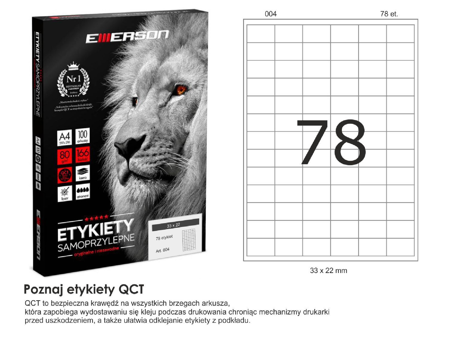 Etykiety samoprzylepne EME4 33x22 (78) 100A4 Etykiety samoprzylepne EME4 33x22 (78) 100A4