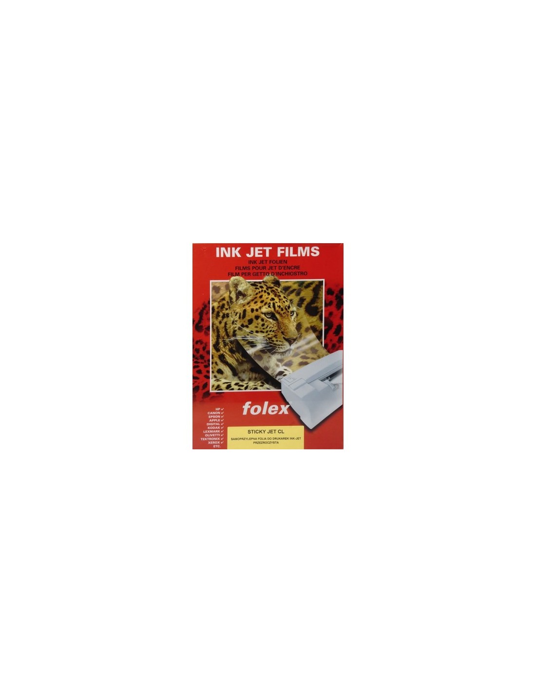 FOLEX SIVK Feuille autocollante transparent pour imprimantes è jet d'encre em. 10A4 FOLEX SIVK Feuille autocollante transparent pour imprimantes è jet d'encre em. 10A4