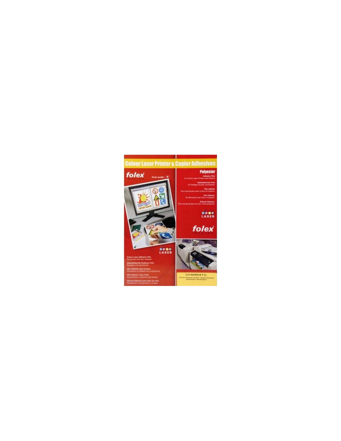 FOLEX ADHESIVE P-CL Feuille autocollante transparent pour les imprimantes laser couleur em. 50A4 FOLEX ADHESIVE P-CL Feuille autocollante transparent pour les imprimantes laser couleur em. 50A4
