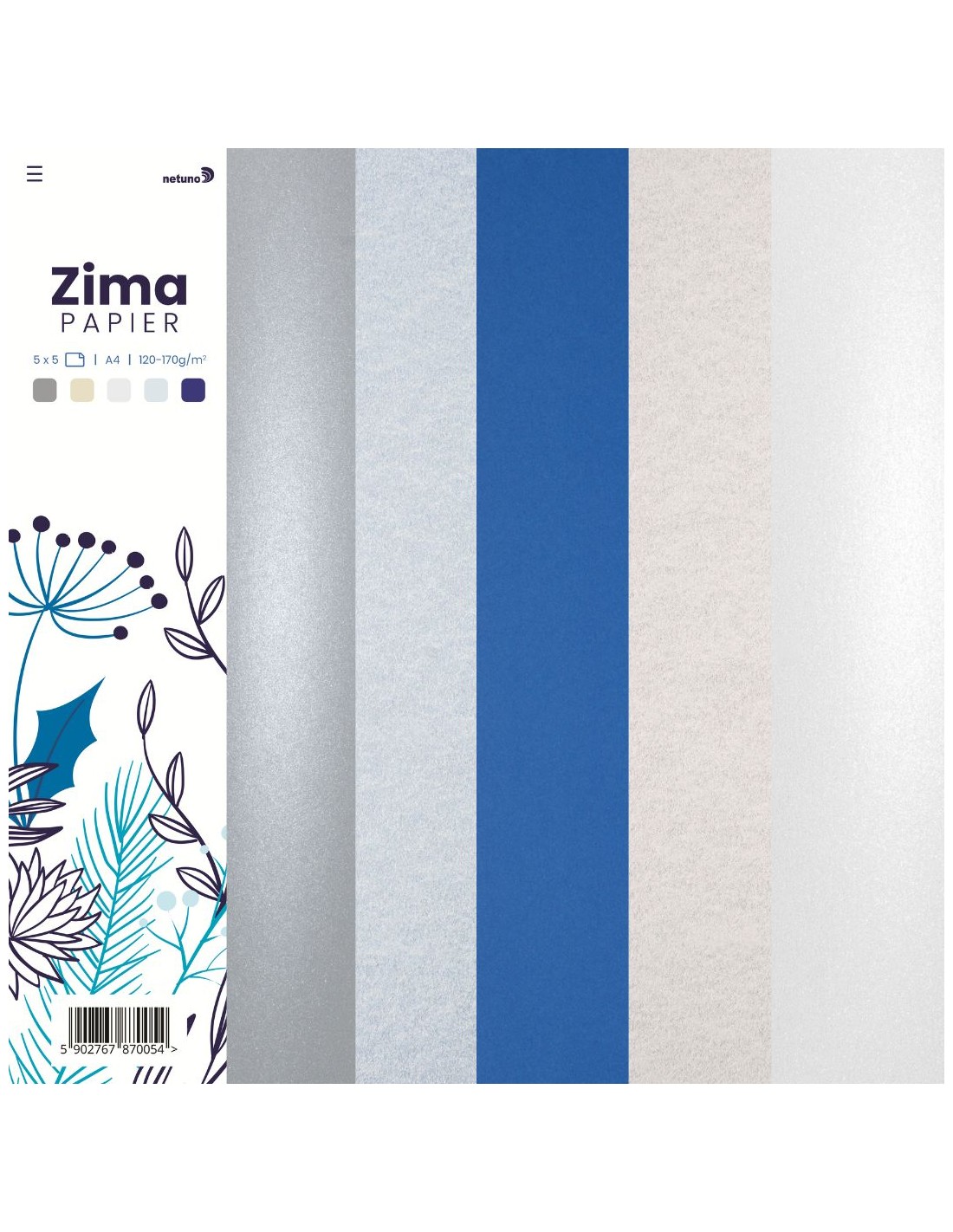 Zestaw papierów kolorowych Zima pak. 25A4 Zestaw papierów kolorowych Zima pak. 25A4