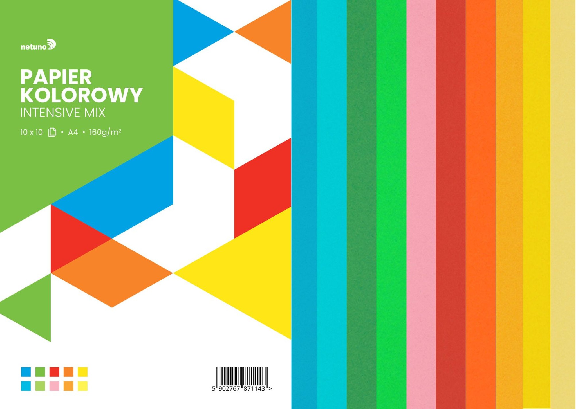 Zestaw kolorowy intensywny 160g mix 10x10 kolor pak. 100A4 Zestaw kolorowy intensywny 160g mix 10x10 kolor pak. 100A4