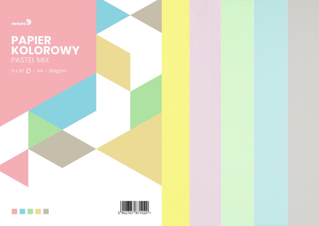 Zestaw kolorowy pastelowy 160g mix pak. 100A4 Zestaw kolorowy pastelowy 160g mix pak. 100A4