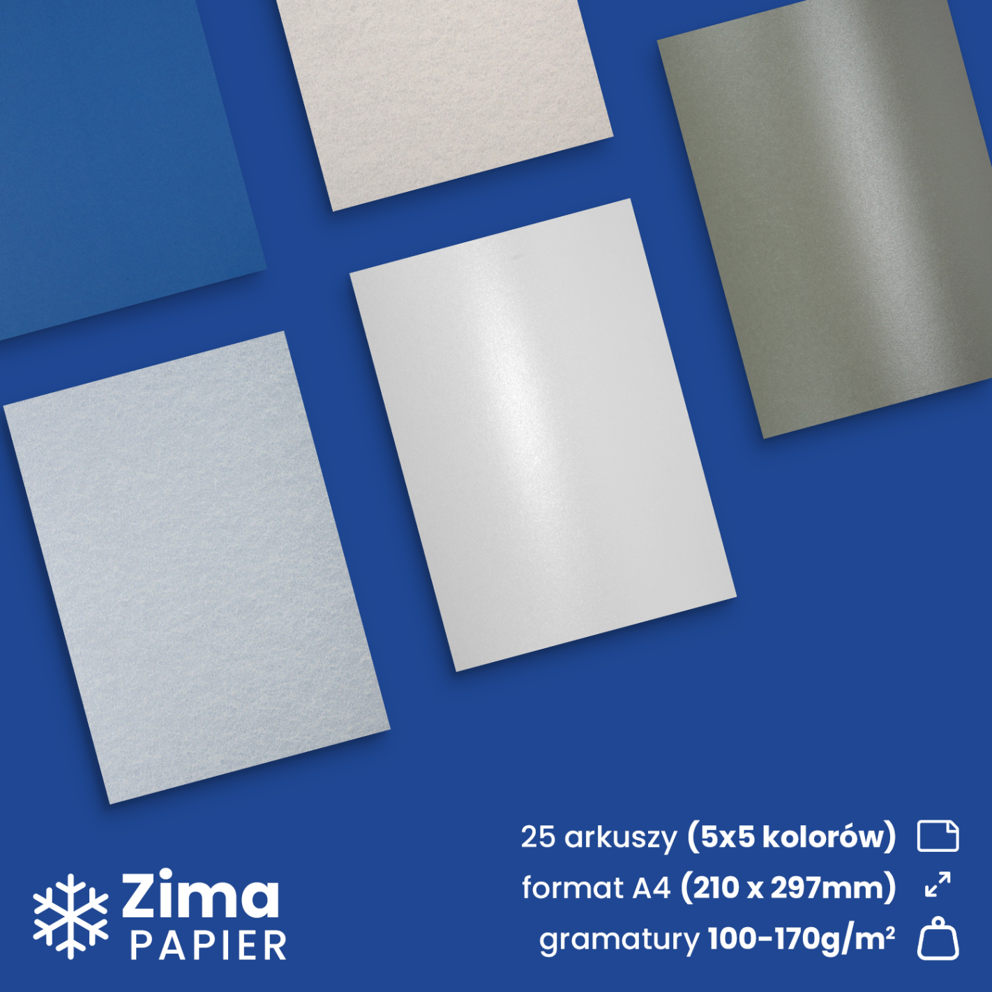 Zestaw papierów kolorowych Zima pak. 25A4 Zestaw papierów kolorowych Zima pak. 25A4