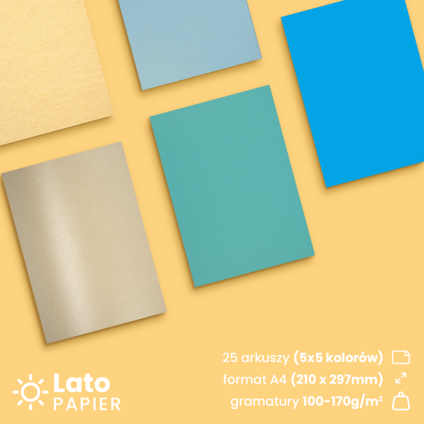 Zestaw papierów kolorowych Lato pak. 25A4 Zestaw papierów kolorowych Lato pak. 25A4